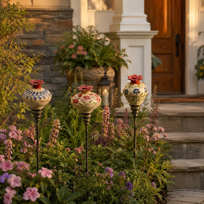🌺 Ceramic Hummingbird Feeder Garden Stake for Outdoor Décor