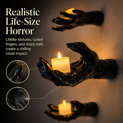 🎃 Creepy Reaching Hands Wall Decor with LED Candles – Instant Haunted Halloween Vibes 🕯️