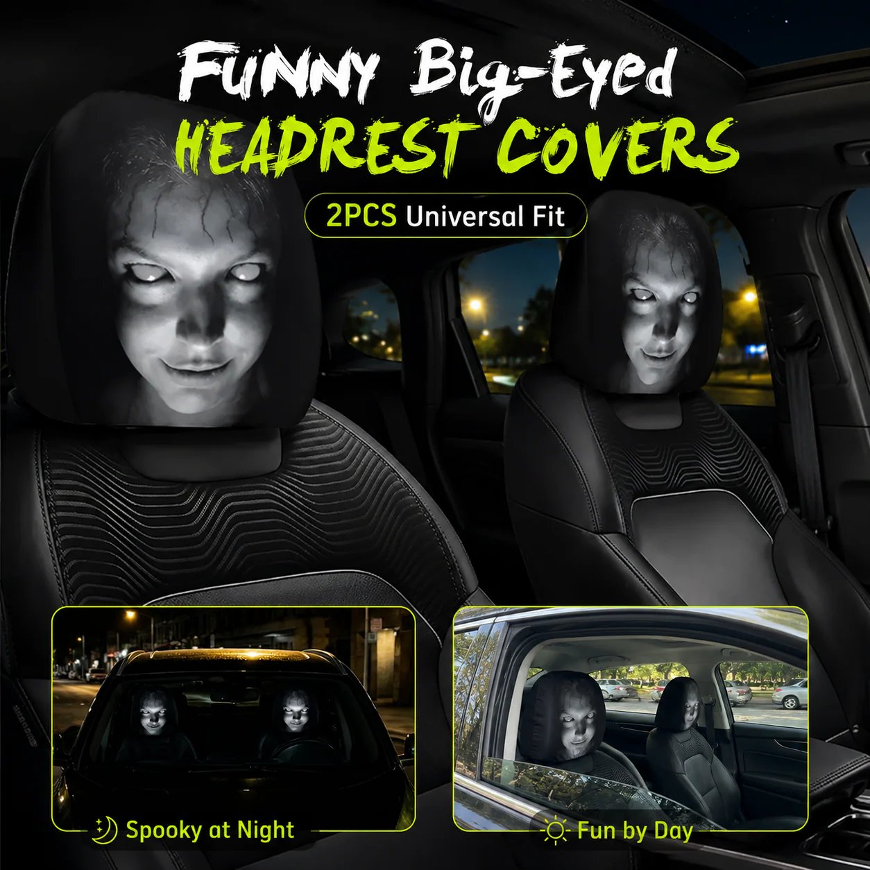 😆 Funny Cartoon Car Headrest Covers