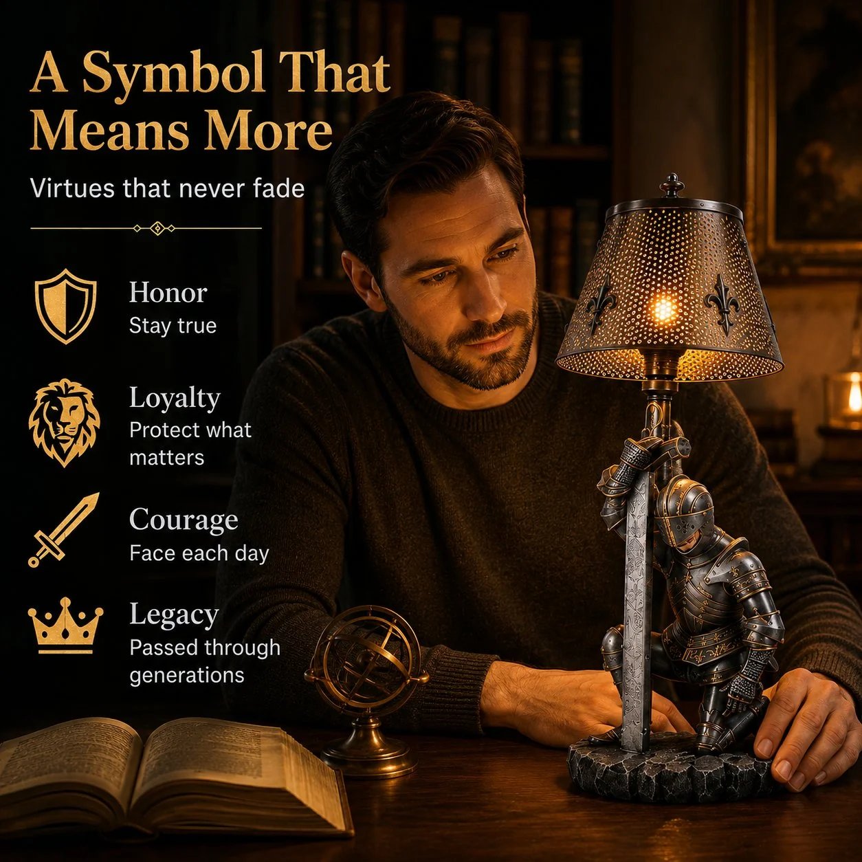 ⚔️ Honorbound Medieval Knight Lamp – Warm Chivalry Decor Light