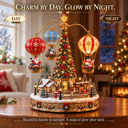 🔥52% OFF🎈Santa's Sky Journey — Animated Christmas Hot Air Balloon Village with Lights