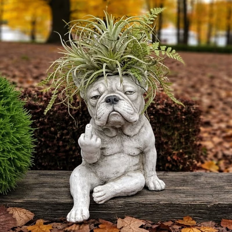 🐶 Funny Bulldog Planter – Cute Resin Plant Pot & Desk Decor