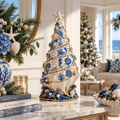 ⏳ Last Day 56% OFF – 🌊 Coastal Christmas Seashell Tree Projection Lamp