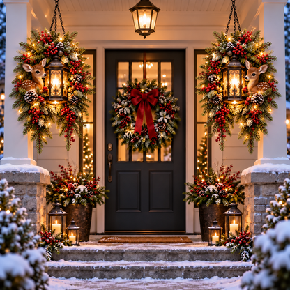 🎄 Light Up the Welcome | Pre-Lit Christmas Porch Lanterns