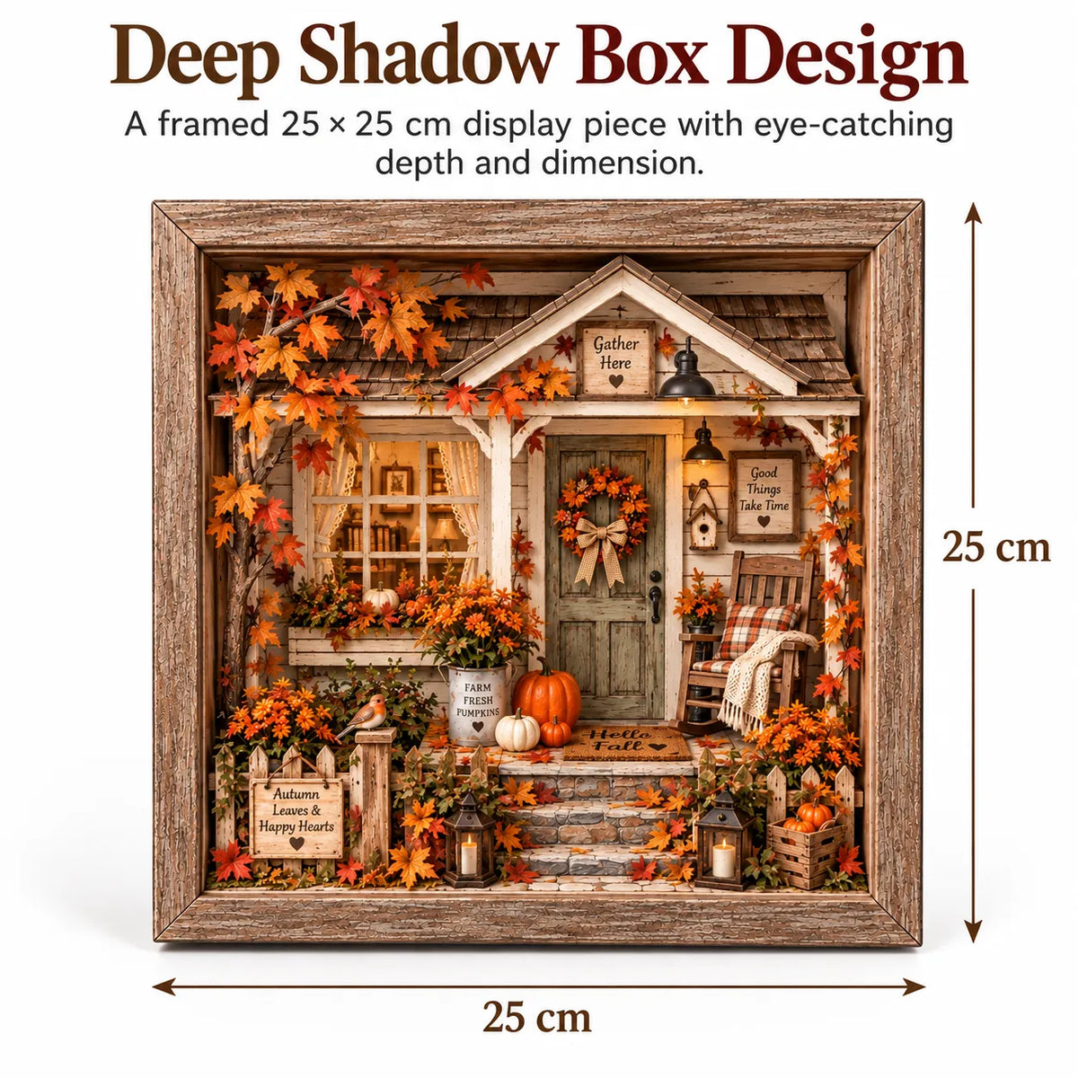 🍁 Cozy Autumn Cottage Porch 3D Miniature DIY Craft Kit | Wood & Acrylic Seasonal Decor 🎃
