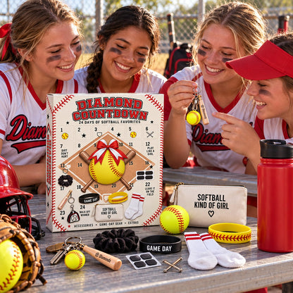 Softball Girl Advent Calendar, Unbox 24 Mini Softball Gear & Figurines, Desktop Decor For Softball Lovers