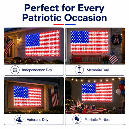 🇺🇸✨ 390 LED Solar Flag Lights – Waterproof Patriotic Decor with Remote & USB | 4th of July Yard 🚀
