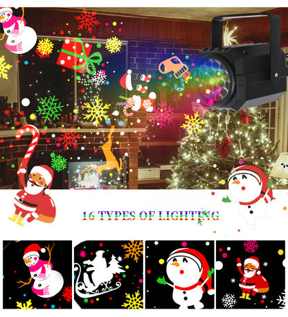 🌈💫Magical Christmas LED Projector✨ – 16 Stunning Holiday Patterns to Light Up Your Home!✨