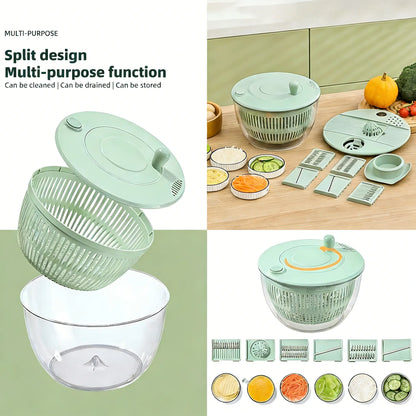 🥗 5-in-1 Salad Spinner Prep Bowl – Vegetable Washer & Slicer Set