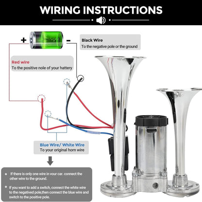 📢2026 Upgraded 150dB Super Loud 12V Dual Air Horn Kit ⚡
