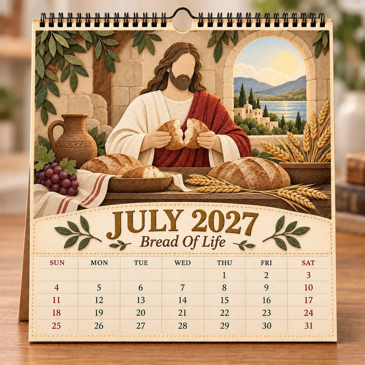 ✝️ 2027 A Year With Jesus Wall Calendar – 12-Month Gospel Art & Scripture Planning 🕊️