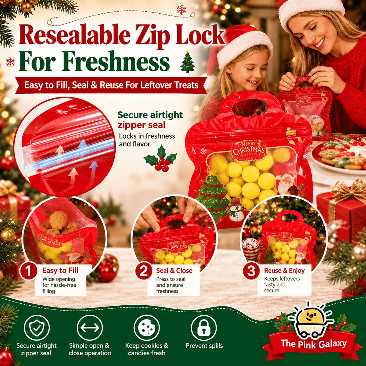 💖LAST DAY SALE 50% OFF!!🎁🎄 Christmas Self-Seal Treat Bags – Santa & Snowman Gift Bags 🎅
