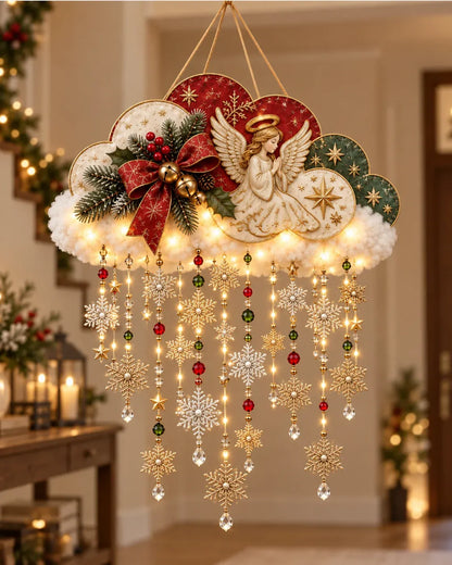 🪽✨ Angelic Christmas Snowfall Cloud – Lighted Hanging Holiday Decor☁️
