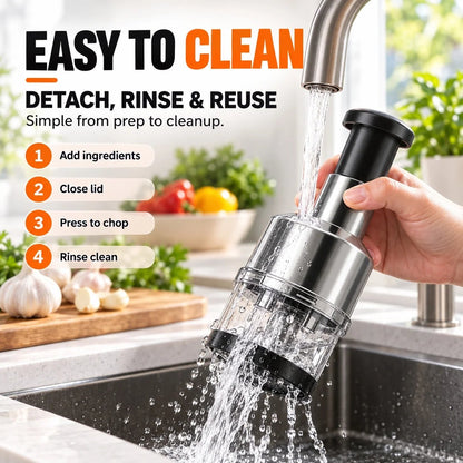 🧄 55% OFF One-Tap Garlic Chopper – Stainless Steel Manual Food Cutter for Effortless Cooking