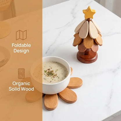 🎄 2-in-1 Wooden Christmas Tree Trivet | Festive Table Centerpiece