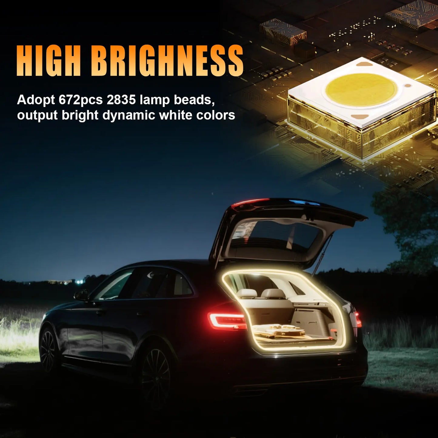 168 Inch Waterproof Car Trunk LED Light Strip with Motion Sensor