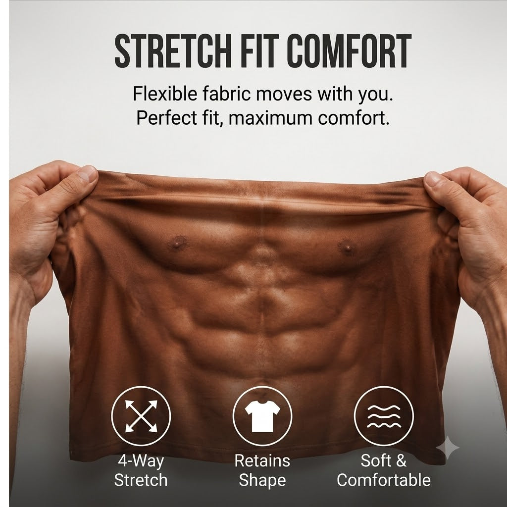 3D-Printed Muscle-Effect Fake Abs Short-Sleeve T-Shirt