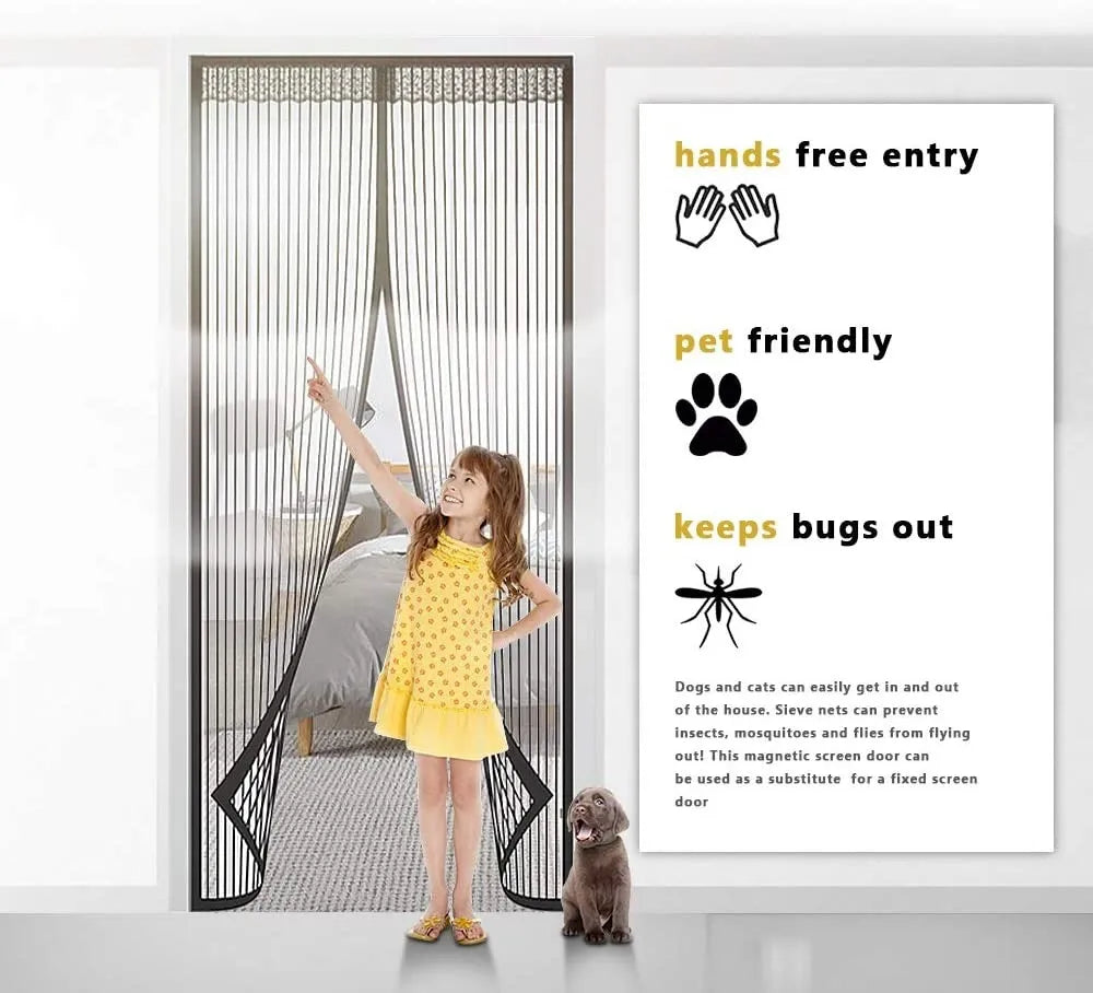 🧲 Magnetic Mosquito Screen Door – Hands-Free Auto-Close Mesh Curtain 🌿