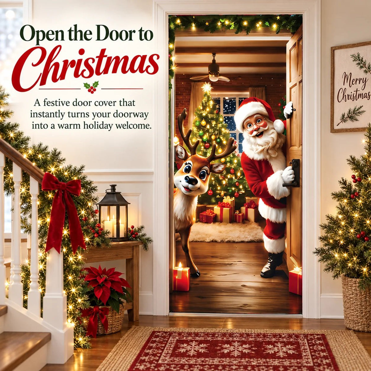 🎅 50% OFF 🎄 Christmas Santa Door Cover – Turn Your Door Into Holiday Magic