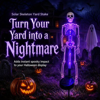 💜 Solar Light-Up Skeleton Yard Stake – Purple Glow Halloween Outdoor Decor 👻