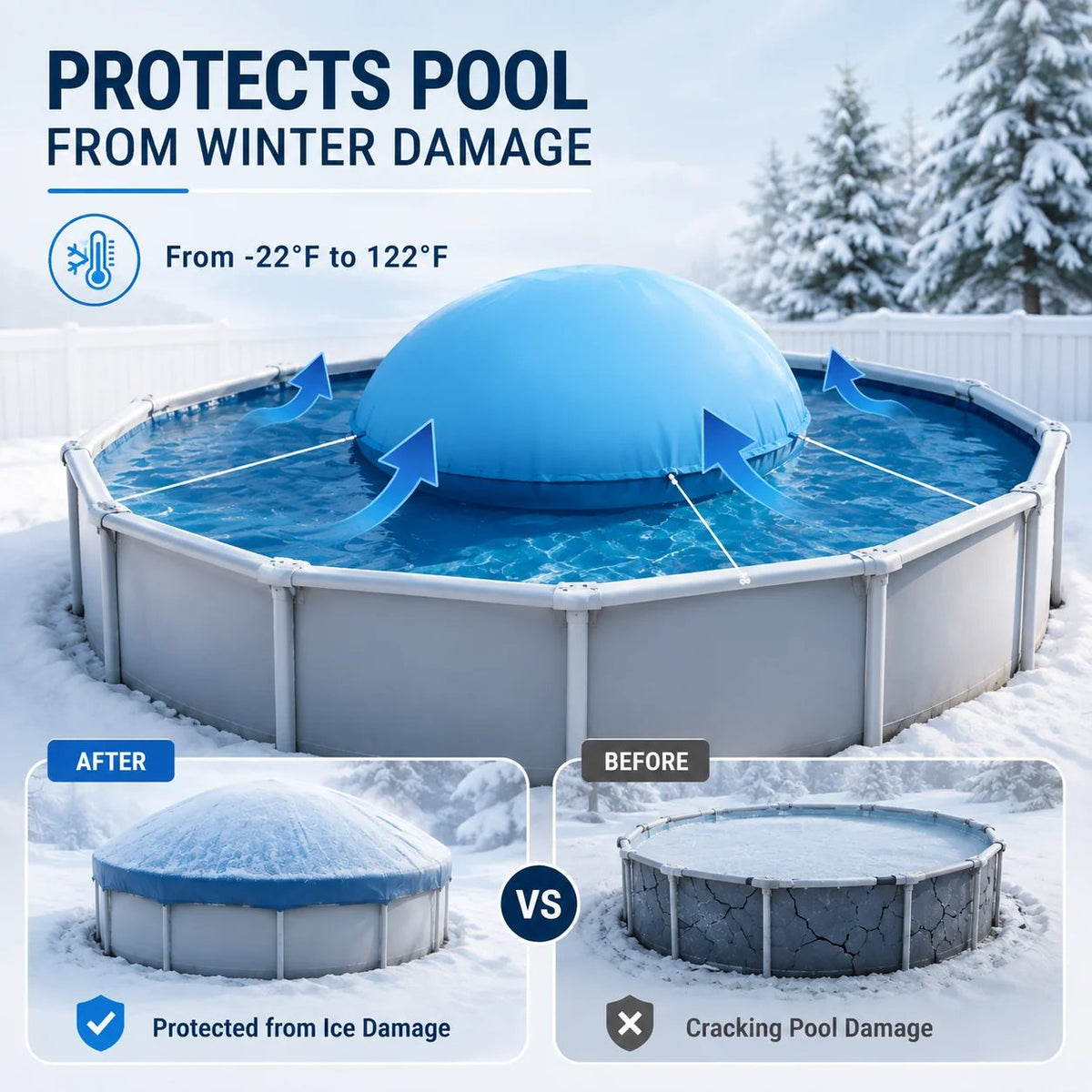 ❄️ Heavy-Duty Winter Pool Air Pillow - 0.6mm Thick Ice Pressure Buffer 🏊