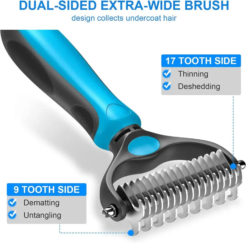 Double-Sided Deshedding Pet Brush – Dual-Sided, Ergonomic & Gentle for Dogs & Cats 🐶