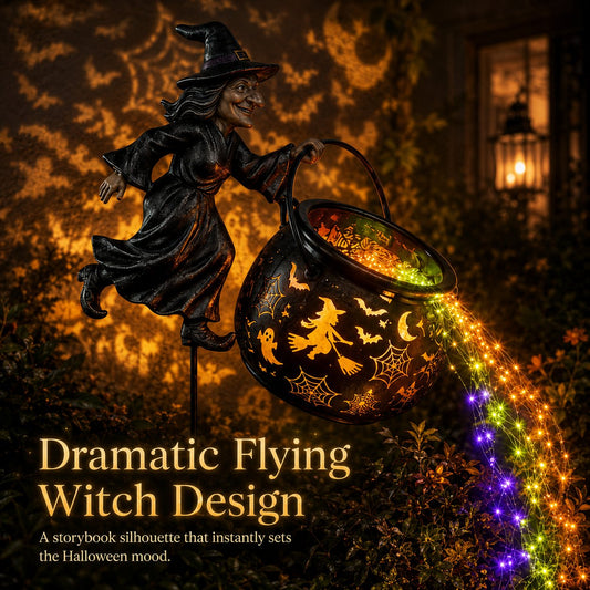 🧙 Halloween Witch Cauldron Garden Light | Glowing Outdoor Yard Decor