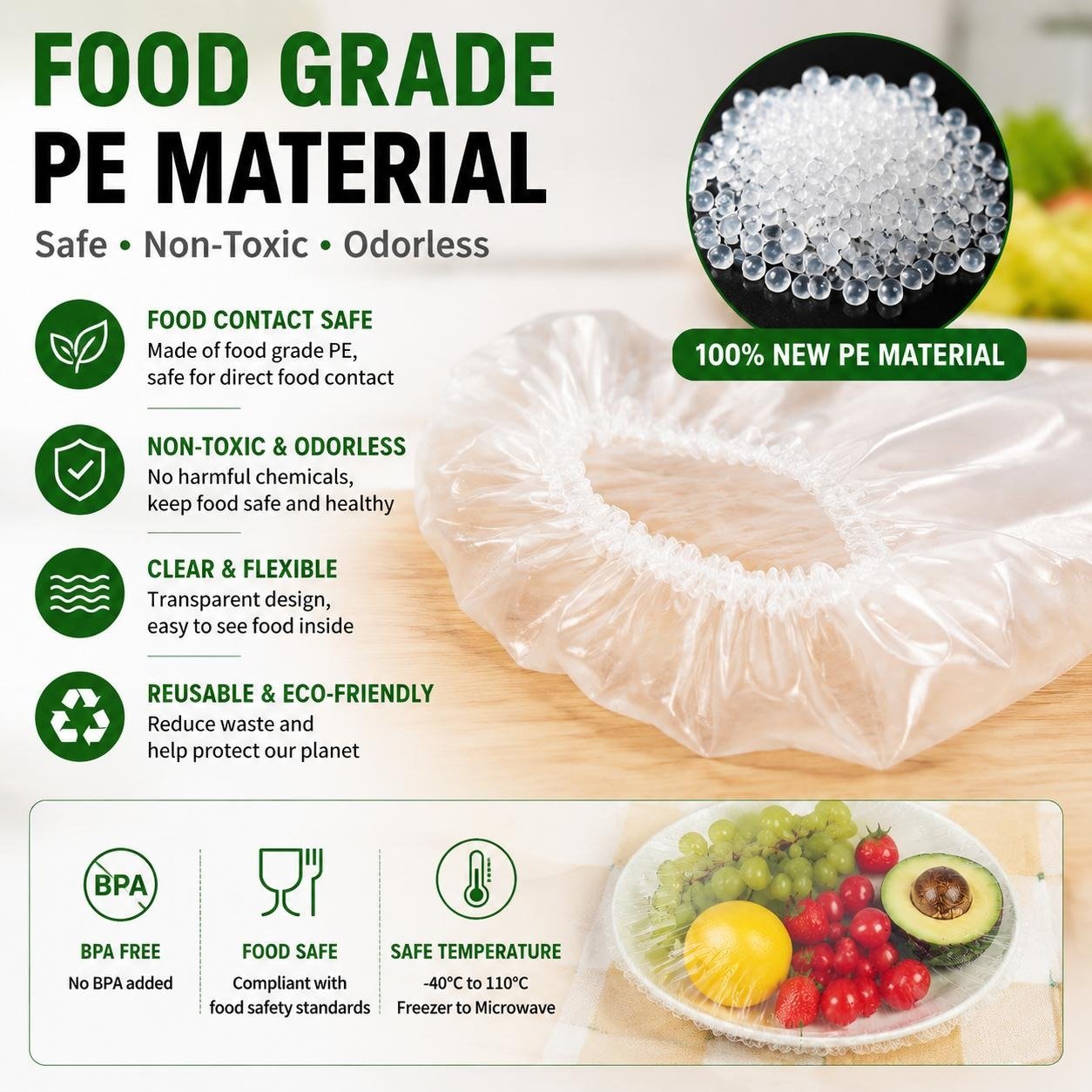 200Pcs Elastic Bowl Covers for Food Storage & Bread Proofing