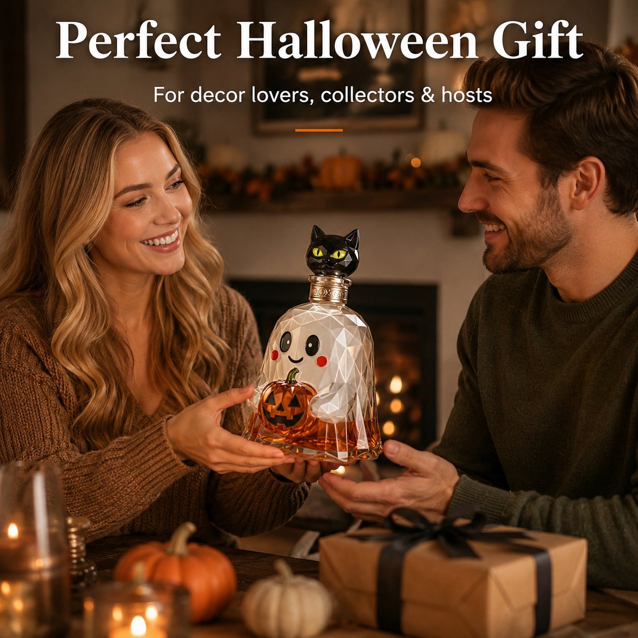 🔥HOT SALE🔥 Ghost Pumpkin Glass Decanter – 330ml Halloween Home Bar Bottle