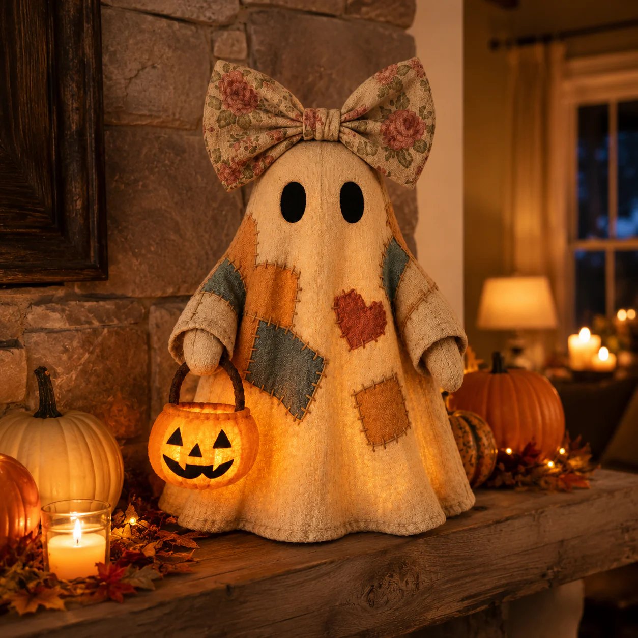 🔥🎁【Halloween Gifts】Lighted Vintage Patchwork Ghost-Buy 2 Get Free Shipping🎃✨🍂