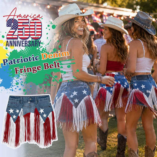 🔥LAST DAY 49% OFF - USA 250th Anniversary Patriotic Denim Fringe Belt