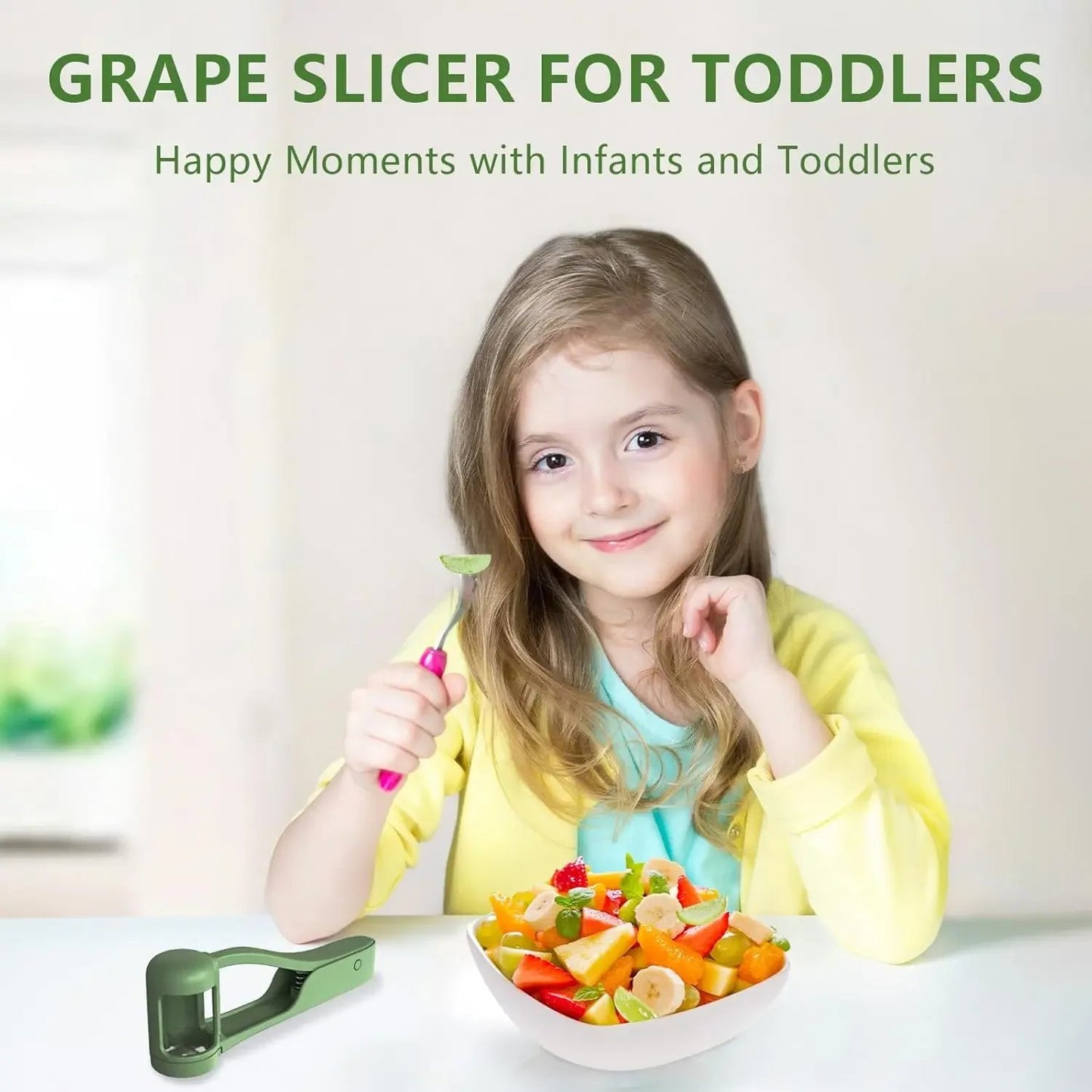 🌸 Grape Cutter for Toddlers 1-3 - Stainless Steel Baby Fruit Slicer Safe & Easy Grape