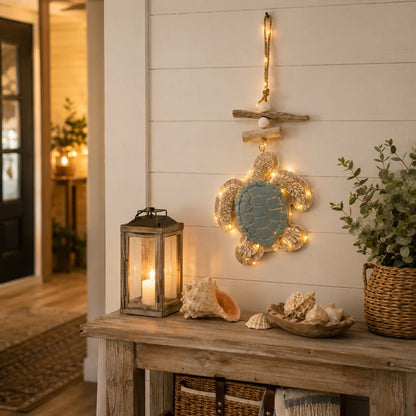 🐢✨ Glowing Sea Turtle Wall Art – Coastal Ocean Decor
