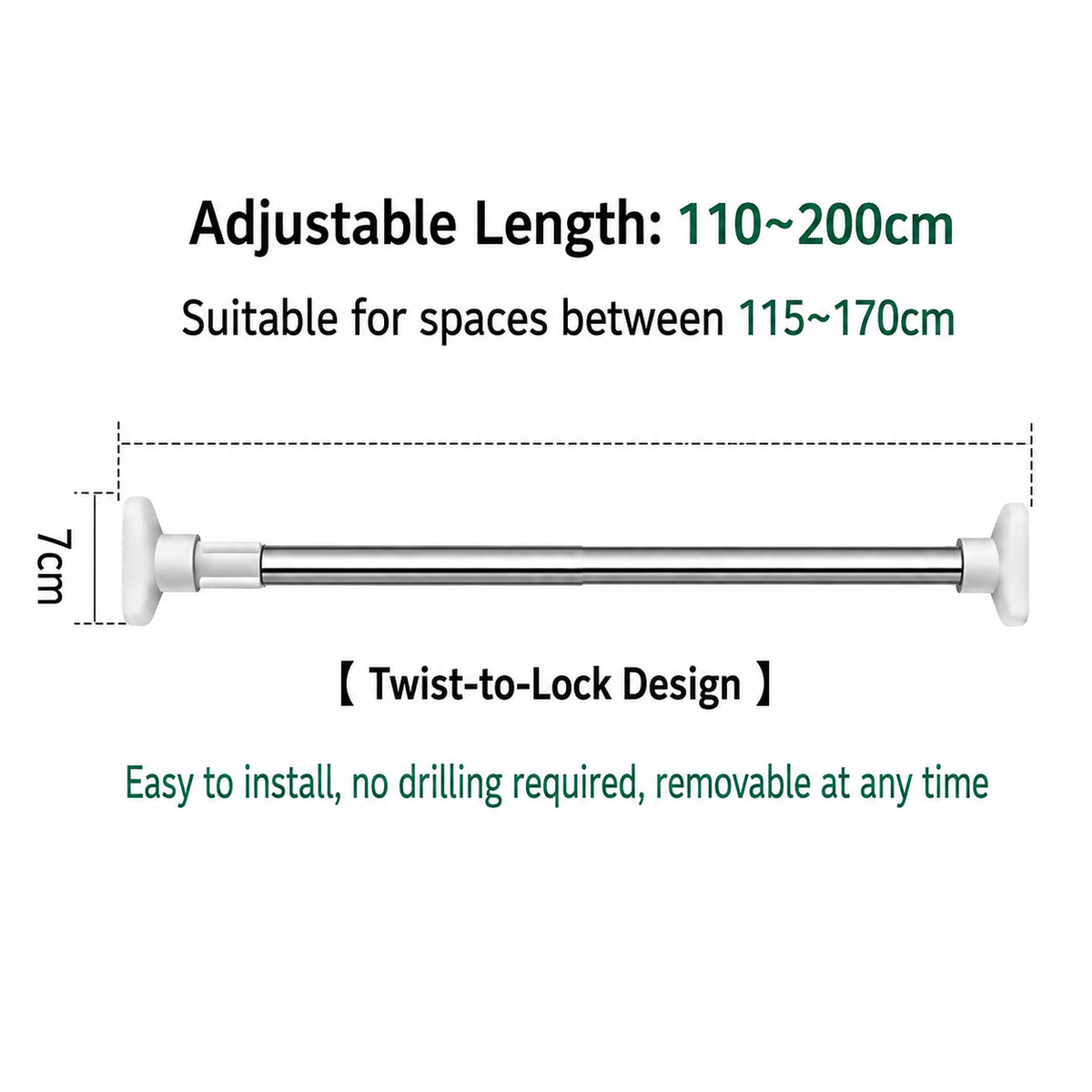 🔥49% OFF TODAY🧺 No-Drill Expandable Closet Rod– No Drilling, Fully Adjustable