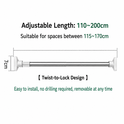 🔥49% OFF TODAY🧺 No-Drill Expandable Closet Rod– No Drilling, Fully Adjustable
