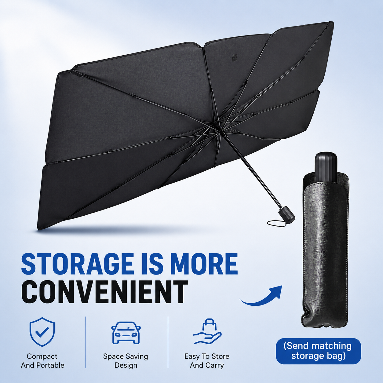 🚗 Foldable Car Sunshade Umbrella – Reflective Windshield Heat & UV Protection ☀️