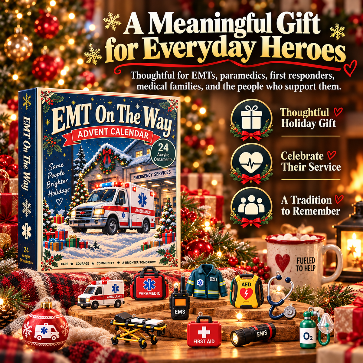 CHRISTMAS KICKOFF 40% OFF - EMT On The Way Advent Calendar 2026 - 24-Day Festive Countdown, Acrylic Charms Blind Box - Gift For Family, Friends AC0TH307