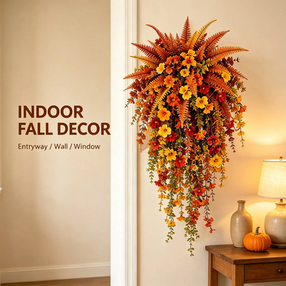 🔥On Sale Only Today 🍂 🍁 Fall Artificial Hanging Flower Basket Set for Front Door Porch Decor 🍂