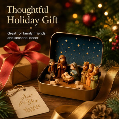✝️🌟Mini Nativity Scene Keepsake Tin — Pocket-Sized Christmas Holy Family Set