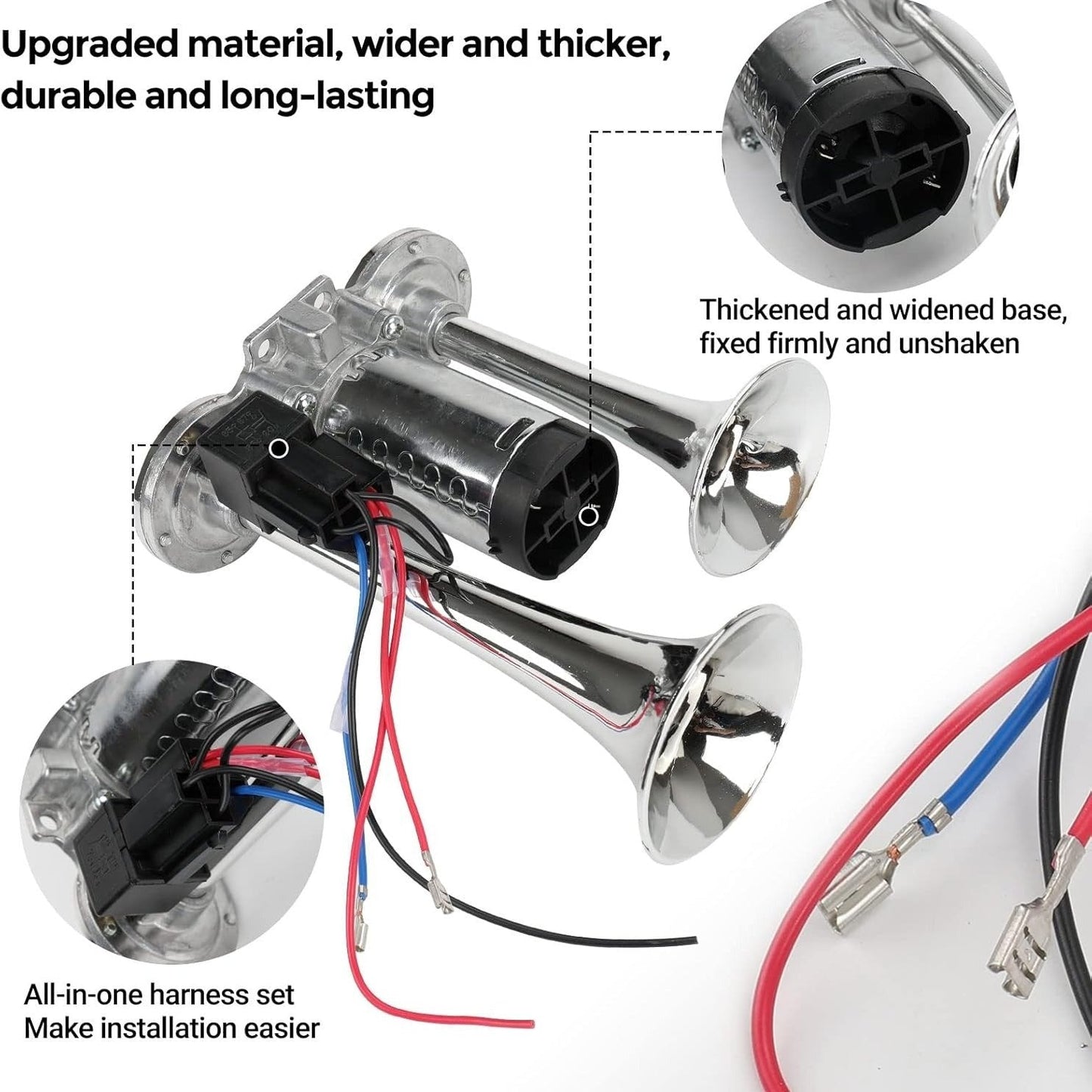 📢2026 Upgraded 150dB Super Loud 12V Dual Air Horn Kit ⚡