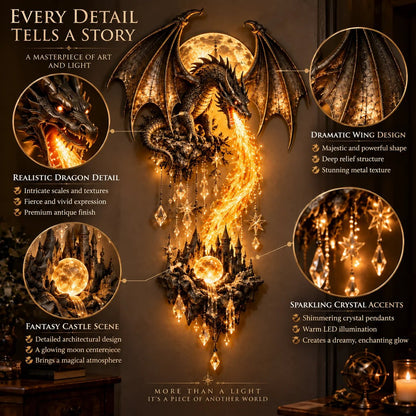 🔥 49 % Rabatt – 🐉 Dragonfire Moonlight-Wandleuchte | Magische Fantasy-Burg-Deko 🌙
