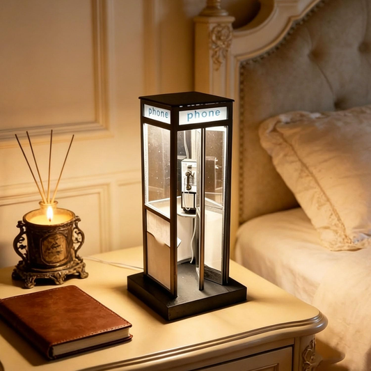 ☎️ Vintage Telephone Booth Lamp – 🏮 Warm LED Night Light with Retro Phone Details – Cozy Decor for Bedroom, Study & Office