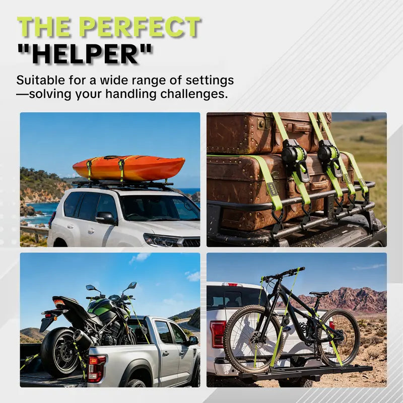 🔒 Retractable Ratchet Straps - 1550 lbs Heavy Duty Cargo ⚙️