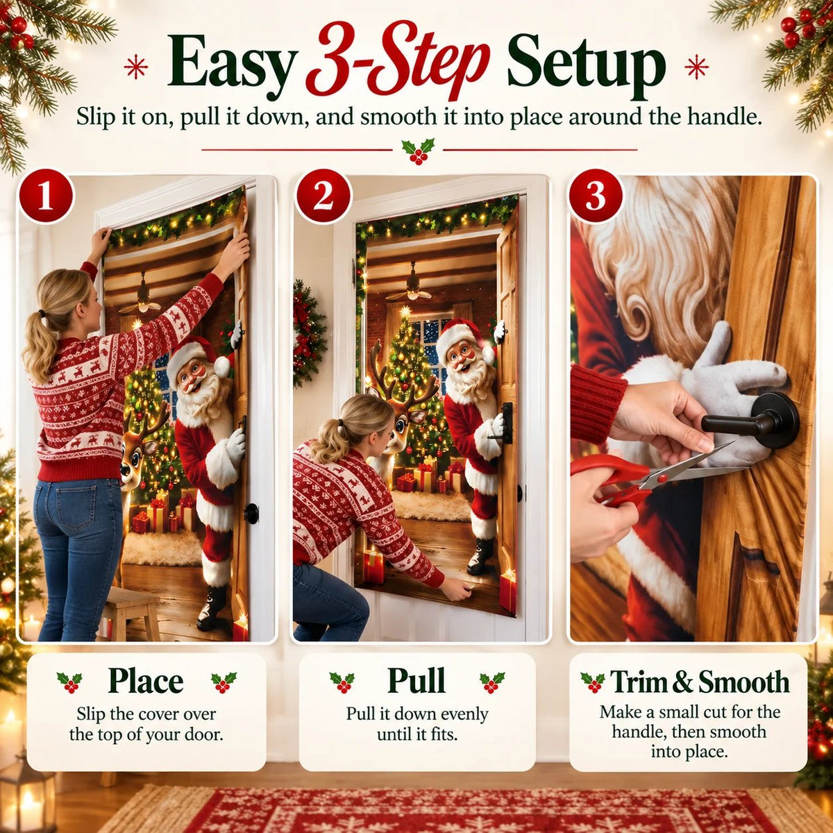 🎅 50% OFF 🎄 Christmas Santa Door Cover – Turn Your Door Into Holiday Magic