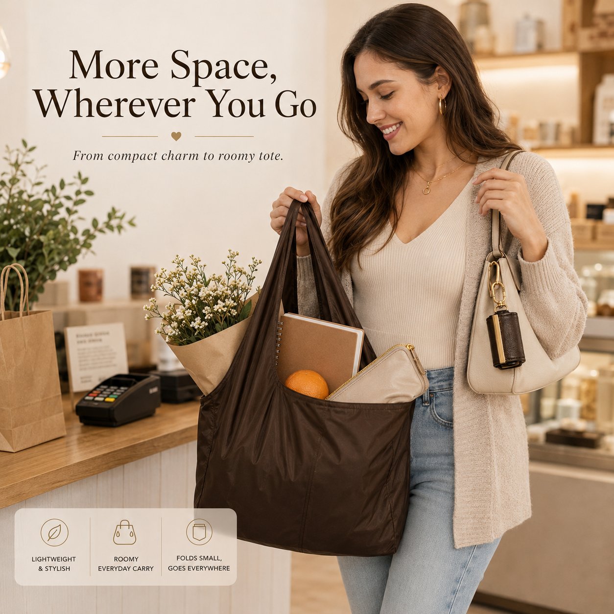 💞50K+ SOLD!🔥Secret Carry Foldable Tote Charm Bag👜