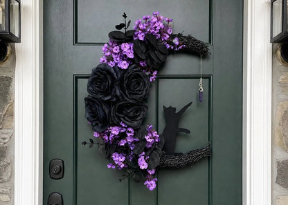 🔥Last Day 49% OFF - 🐈‍⬛🌙Handmade Halloween Cat Wreath