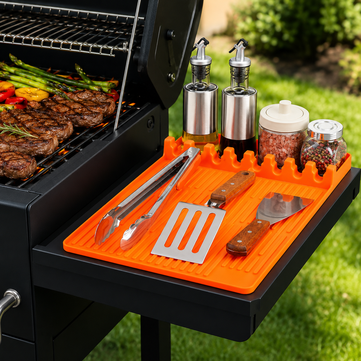 🔥 Silicone Grill Shelf Mat – Clean & Organized BBQ Prep