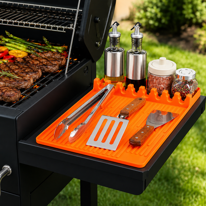 🔥 Silicone Grill Shelf Mat – Clean & Organized BBQ Prep