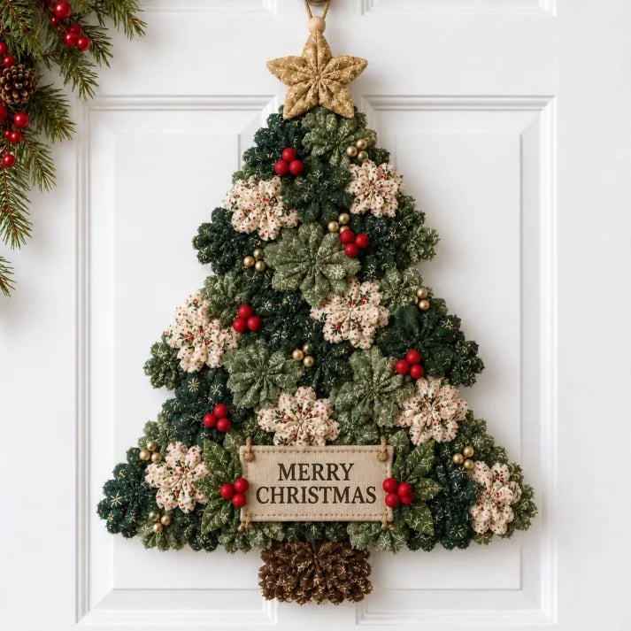 🎄 Handmade Layered Fabric Christmas Flower Door Hanging DIY Craft Kit 🎀(📦Buy 3 Free Shipping)