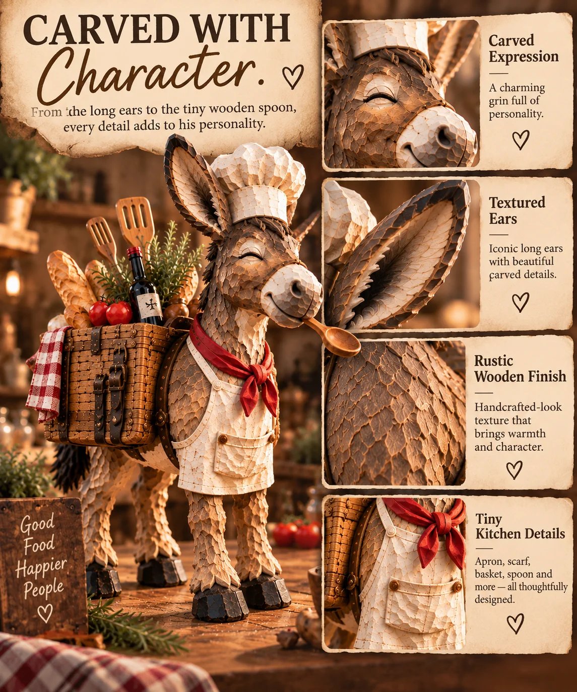🫏 Donkey Chef Figurine – Rustic Farmhouse Kitchen Decor 🎁